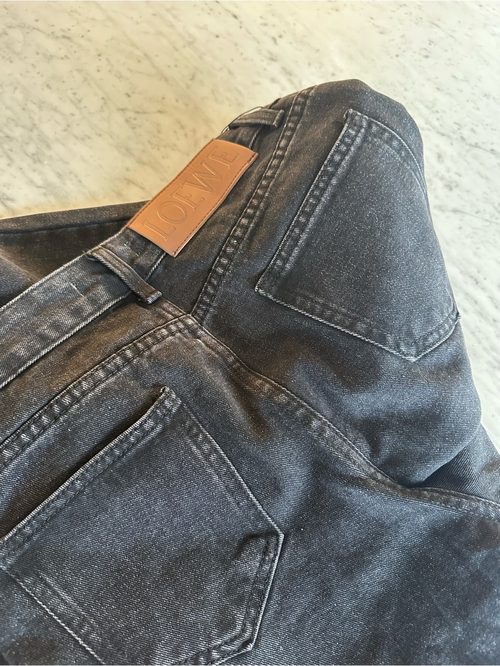 Loewe Black Wide-Leg Jeans with White Embroidered Anagram - Picture 5 of 5